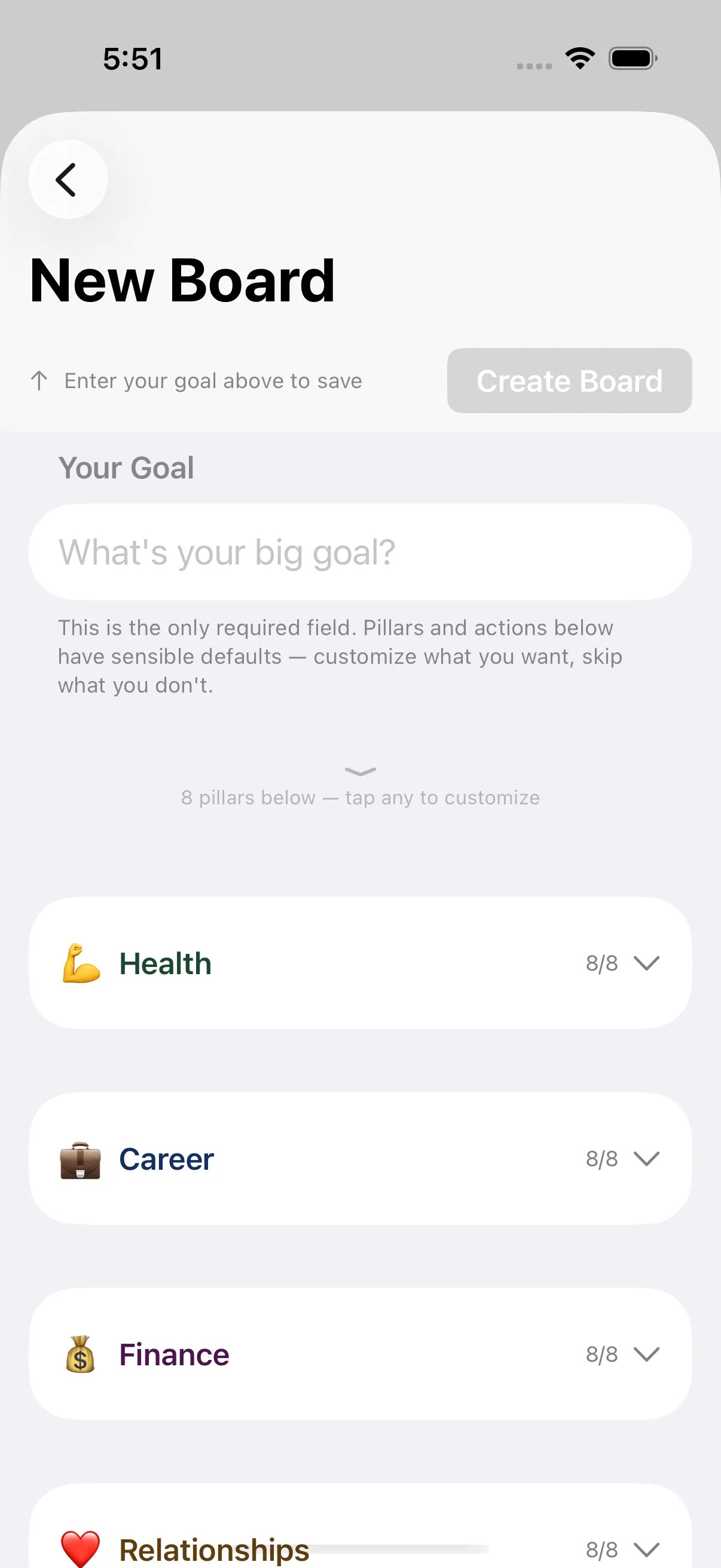 Board title (goal)