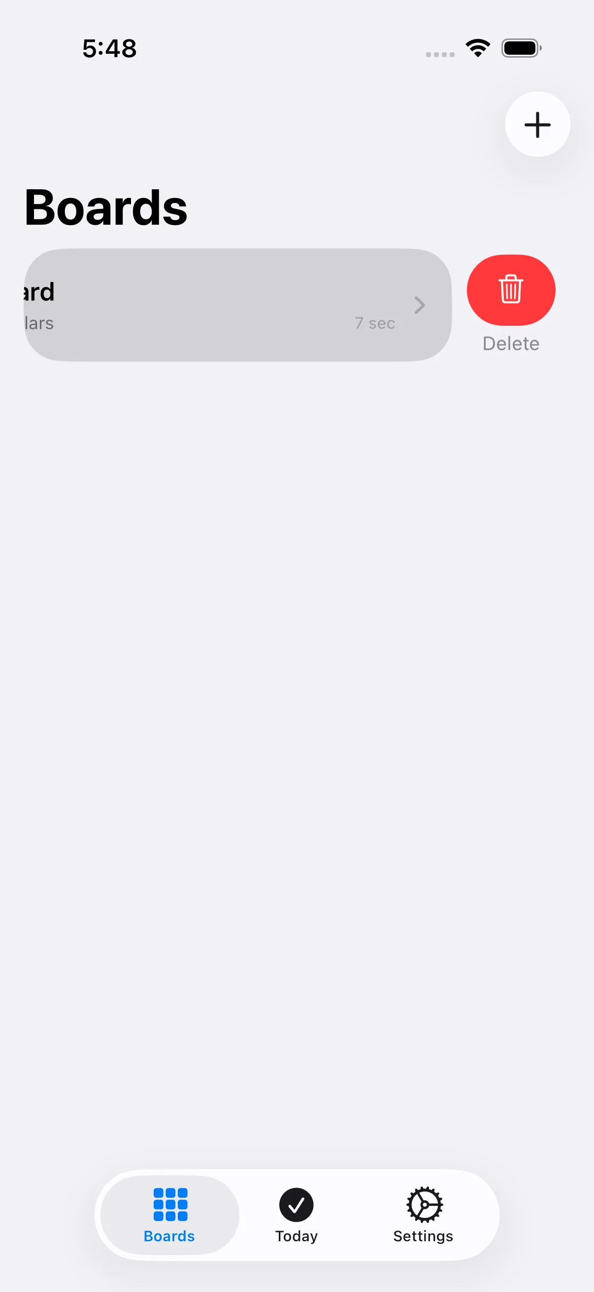 Delete (row swipe, system-provided)