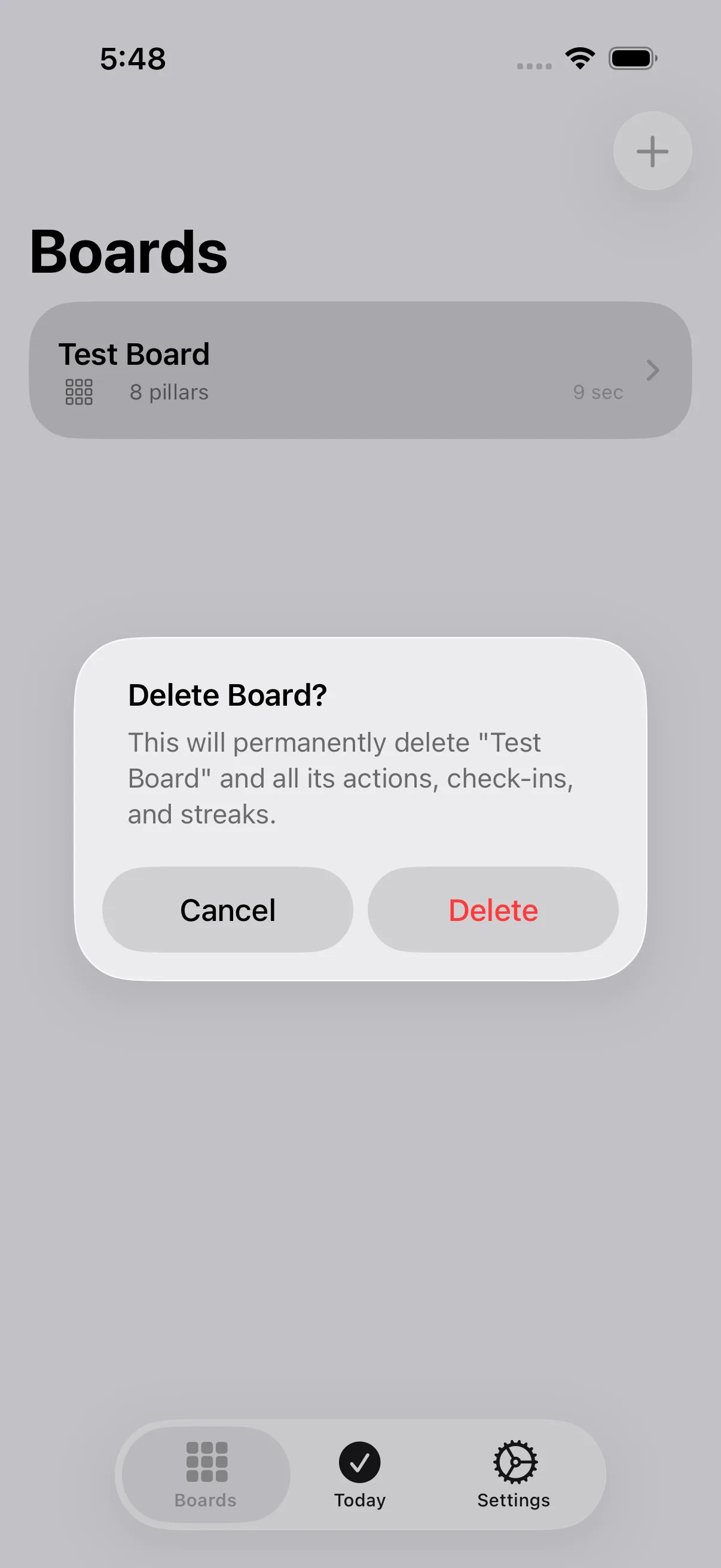 Delete (Delete Board alert)